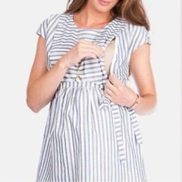 Seraphine Striped Nursing Blouse with Hidden Zippers - Picture 6 of 7